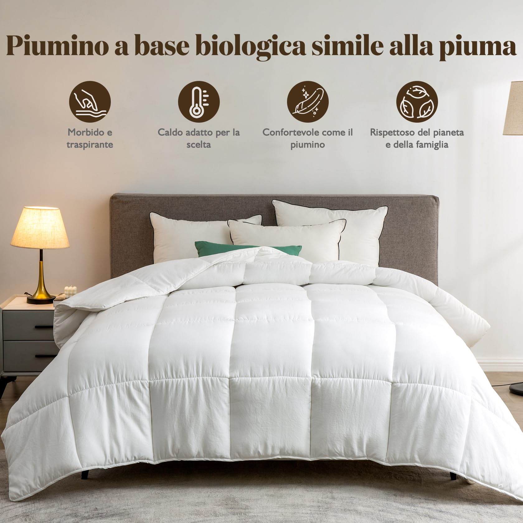 BPC Piumino Letto Singolo, Leggero per Estate Primavera, Trapunta in Bio-based Microfibra Mista Eucalipto Lyocell da 160 gr/m², 1 Piazza Singolo cm 155x200
