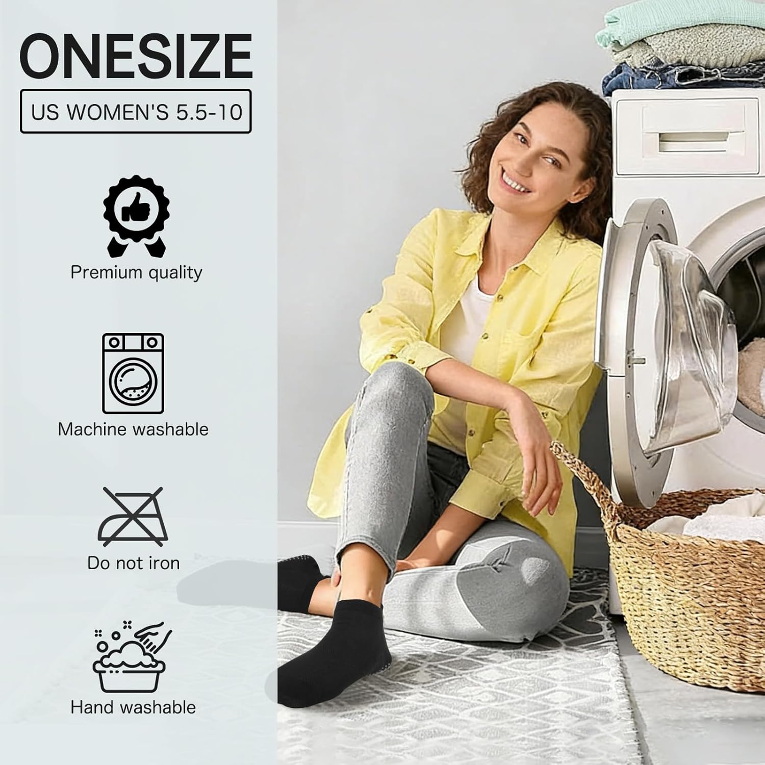 Pilates Socks Grip for Women Non-Slip Grippy Yoga Socks Ankle for Barre, Ballet, Barefoot Training & Hospital Use - Image 7