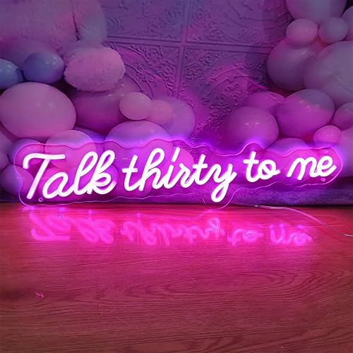 Miniatura 2 de Talk Thirty To Me - Letrero de neón de 24 pulgadas para decoración de pared, letreros de neón de feliz cumpleaños para pared de dormitorio con