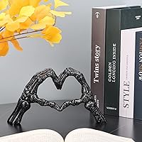 Vista 5 de LCCCK Black Hand Gesture Desk Statues Love Ornaments,Skull Couple Statue, Creative Wedding Home Desktop Decor,Heart Shape Hand Figurines for Living