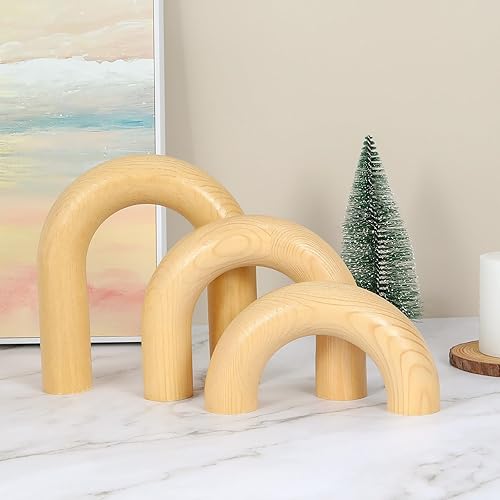 HMASYO 3Pcs Wood Arch Decorative Objects, Coffee & Shelf Decor,