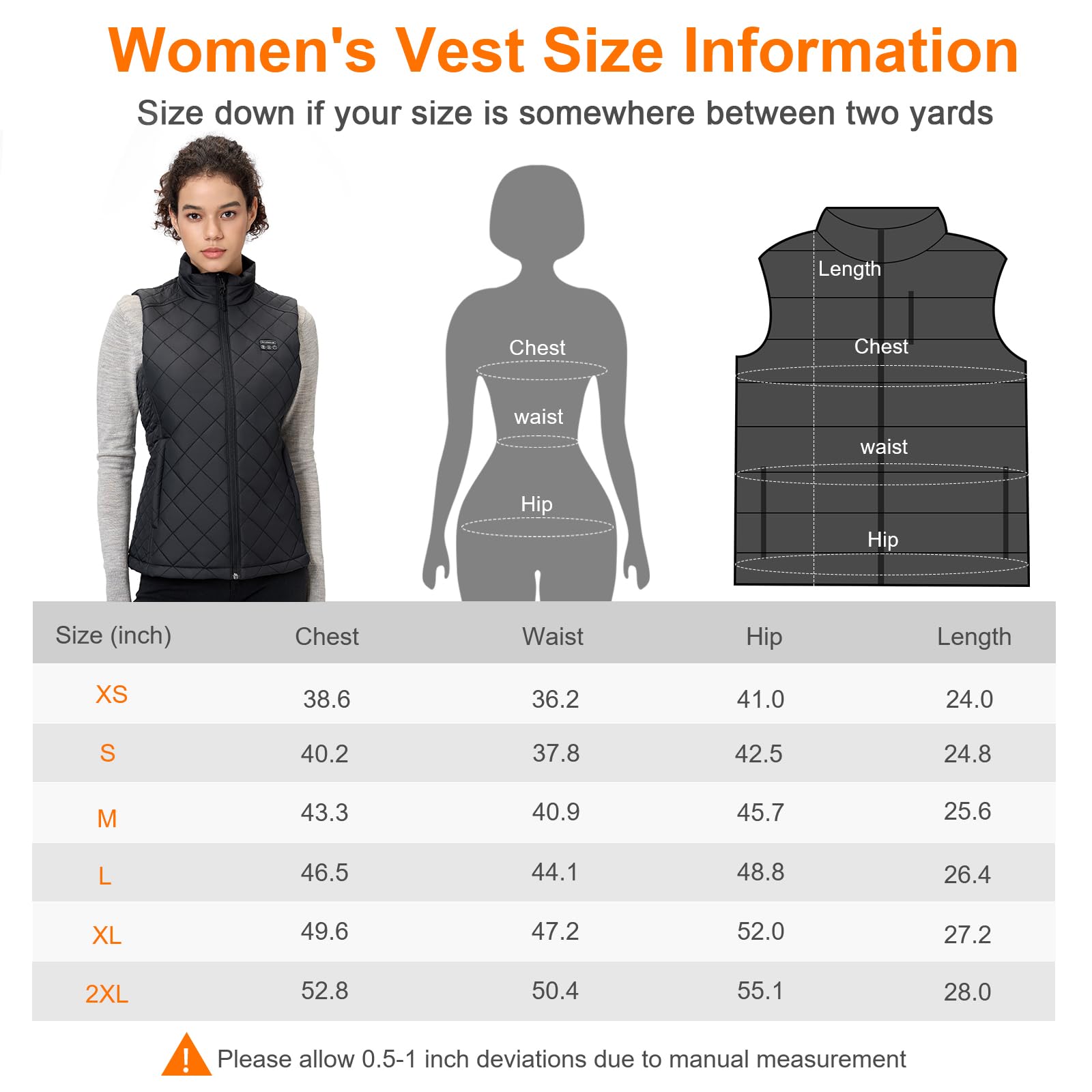 Women's Quilted Heated Vest with Battery Pack 16000mAh 7.4V, Warming Heated Vest for Women, Electric Heating Vests-XS