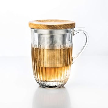 La Rochere Glass Tea Infuser Cup w/Filter - Tea Cup w/Infuser & Lid Set