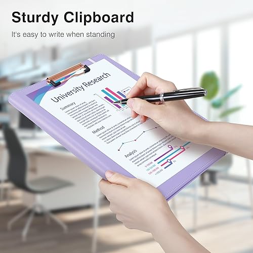 Vista 46 de Ospelelf Folio portapapeles con bloc de notas y bolsillo de cuero para almacenamiento de portapapeles para mujeres Tarotcards negras