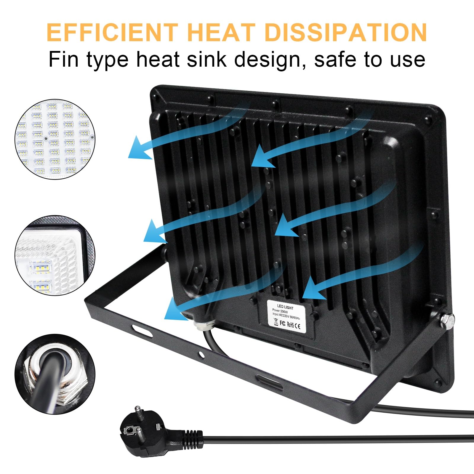 CREATESTAR Led-spot voor buiten, LED schijnwerper 100W, LED