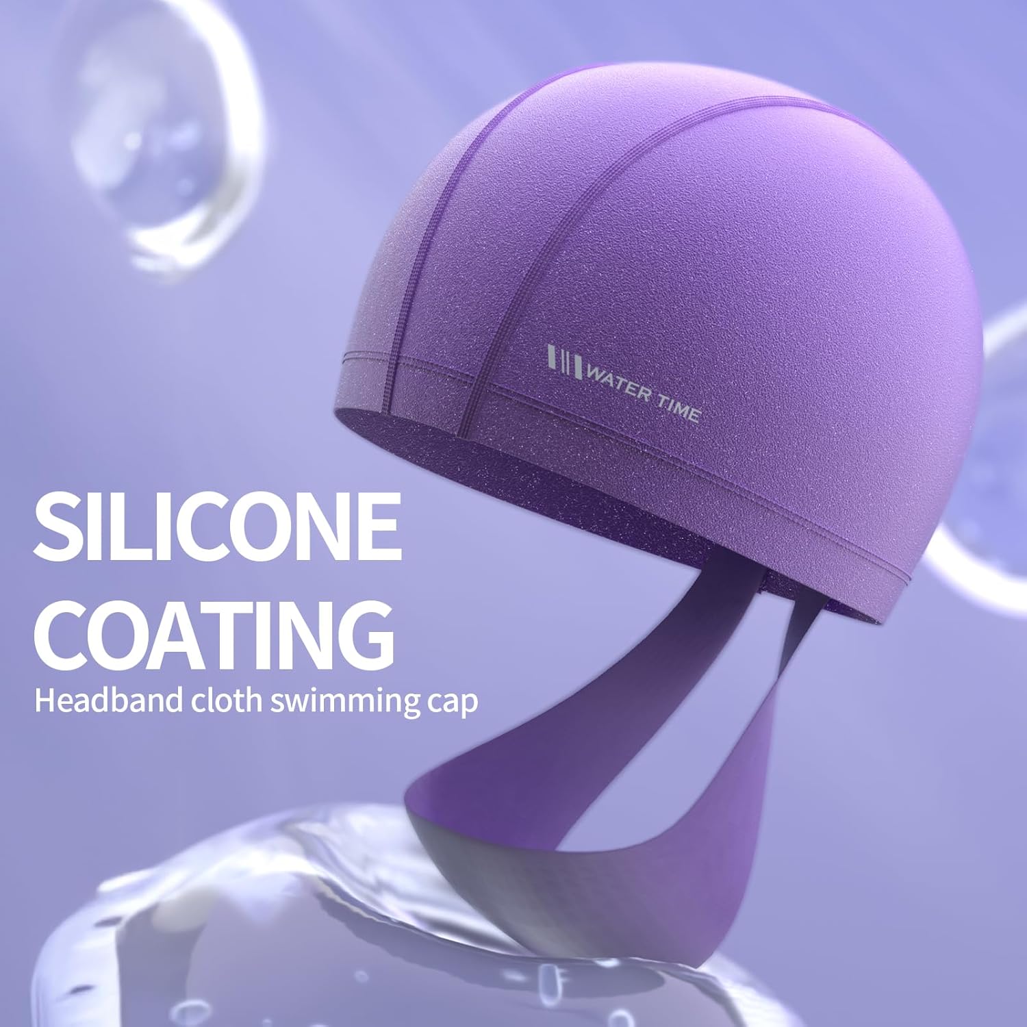 WATERTIME Fabric Swim Cap for Adult Women Men, Silicone Waterproof Layer, Cloth Swim Cap Gifts for Swimmers, Lightweight and Comfortable, Perfect for Pool, Beach, Lap Swimming