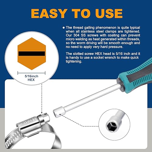 Miniatura 3 de Kit surtido de abrazaderas de manguera de alta resistencia de 516-2 34 pulgadas (0.315-2.756 in), estándar SAE, todas las abrazaderas de manguera de