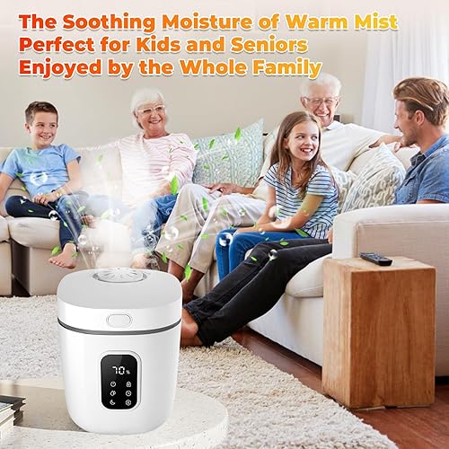 Miniatura 5 de Humidificador de vapor cálido de 3.3 L para dormitorio, habitación grande, humidificador de aire de acero inoxidable, humidificadores de vapor de