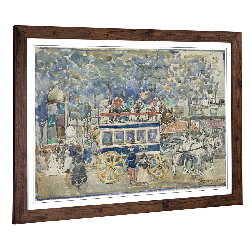Big Box Art Framed Print of Maurice Pendergrast The Paris Omnibus Design | Wall Art Picture | Home Decor for Kitchen, Living Room, Bedroom, Hallway, Walnut, A2 / 24.5x18 Inch / 62x45cm