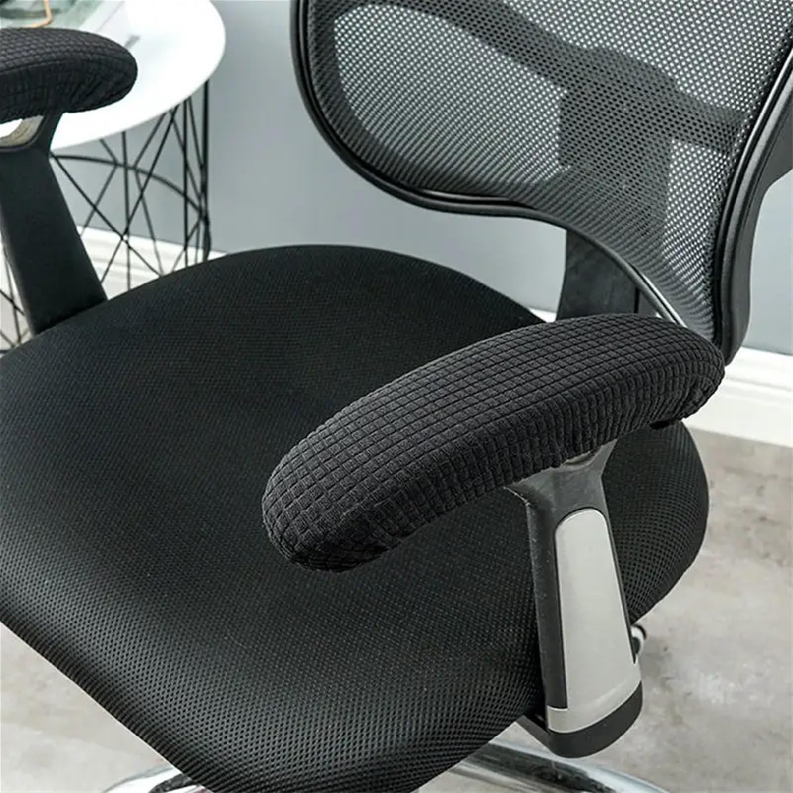 Funda elástica y extraíble para Silla de Oficina, 10 Pares de Fundas universales for reposabrazos Silla Oficina, Lavables, elásticas, Multicolores(Deep Gray)