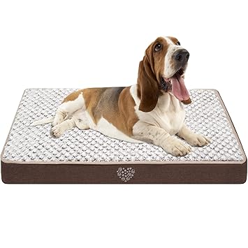 VANKEAN Waterproof Dog Bed Mat Reversible(Cool and Warm), Waterproof Inner Lining, Removable Machine Washable Cover, Plush Dog Mattress for Joint?Relief Dog Bed Pad for Crate, Brown / Grey