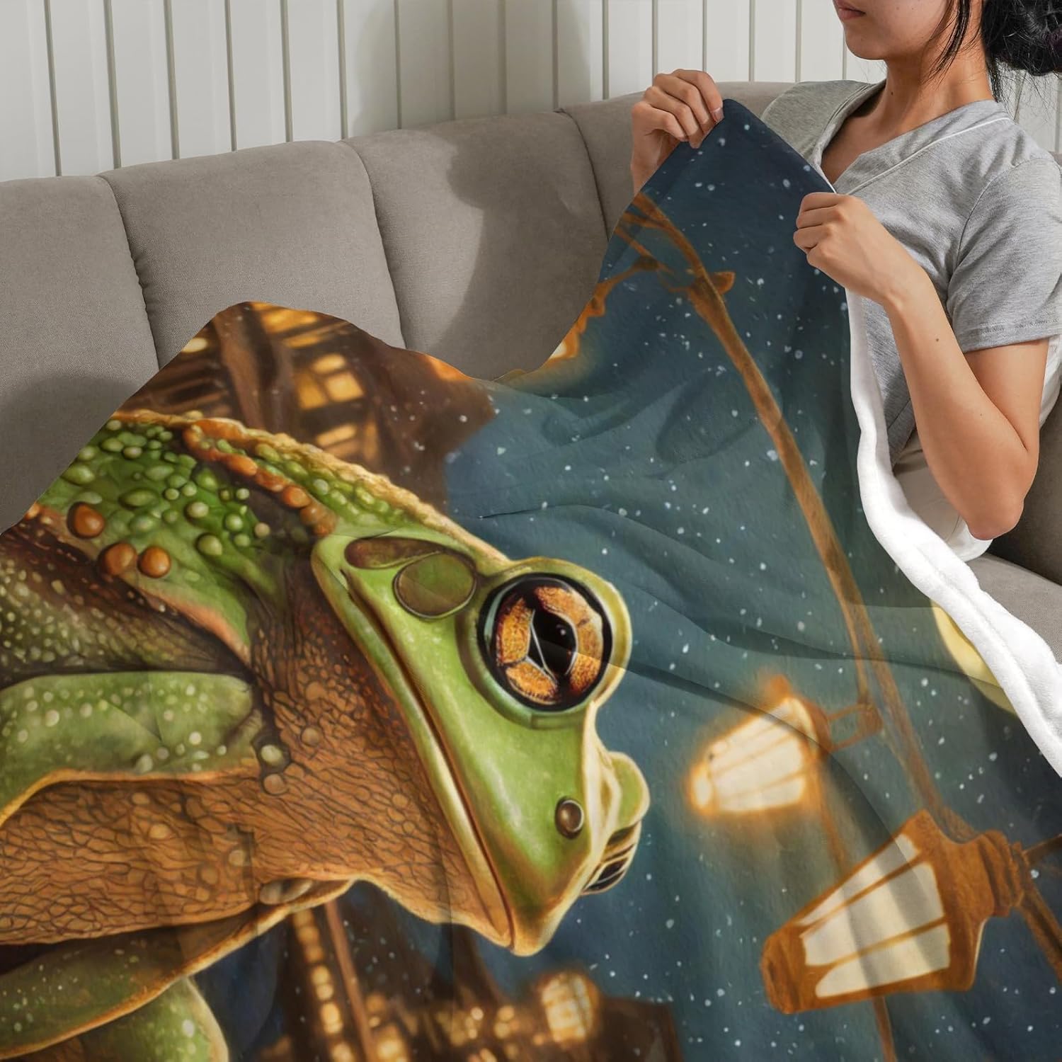 Customized Frog Blanket, Ultra Soft Micro Custom Flannel Blanket for Bed Couch Living Room(Adult), 60 x 80 Inches