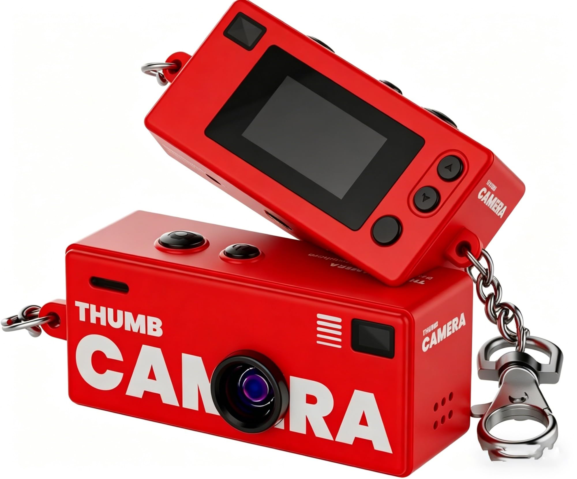 Mini Digital Camera 1080P HD - Smallest Retro Pocket Camcorder With 0.96" Screen, Portable Thumb Keychain Camera For Backpack, Wearable Body Camera For Kids, Vlogging, Travel, Study & Gift(Red)