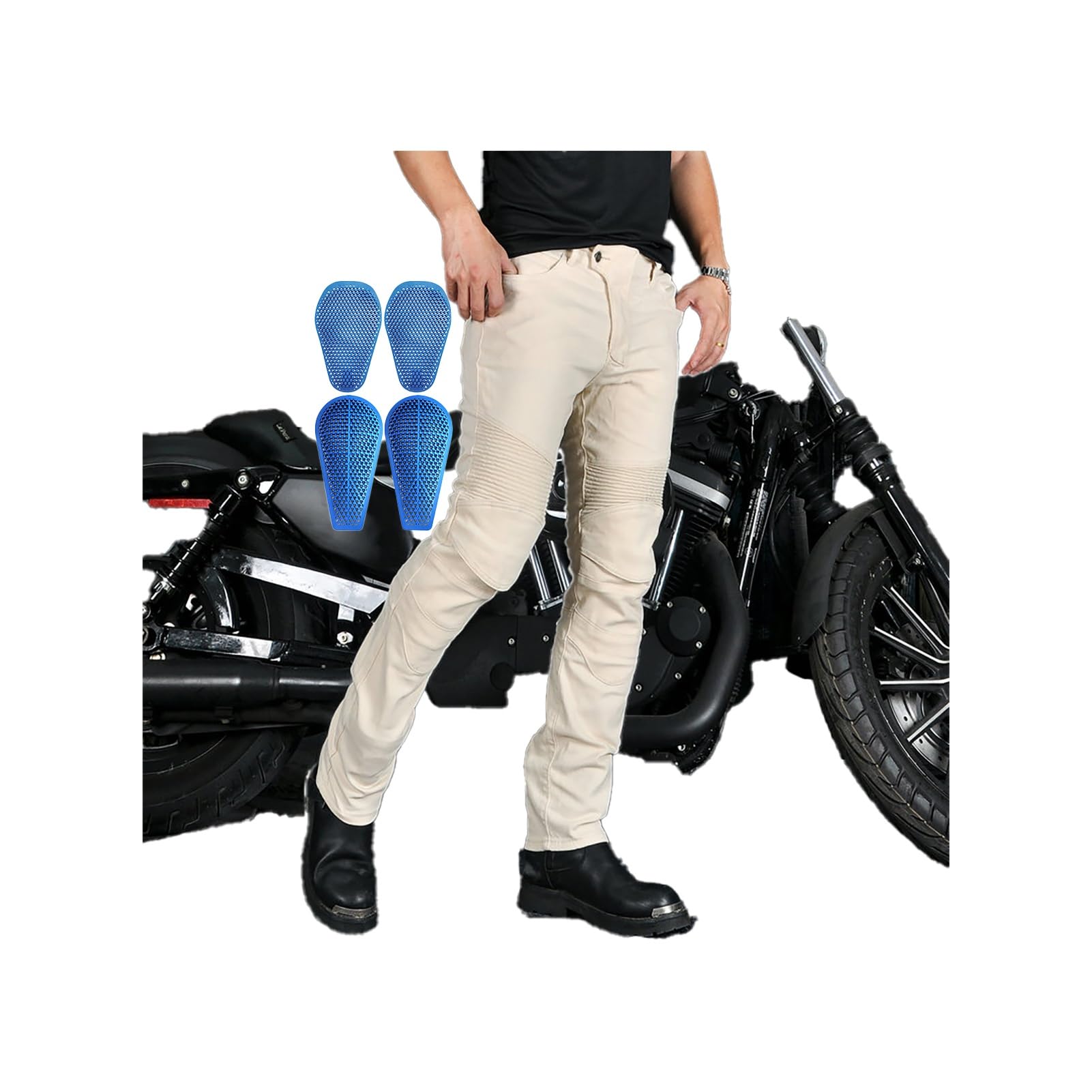 Pantaloni Da Equitazione Con Armatura Impermeabile for Jeans Da Moto Slim Fit Da Uomo | Pantaloni Da Moto Con Tessuto Elasticizzato E Protezione CE for Pendolarismo Urbano E Turismo(M)