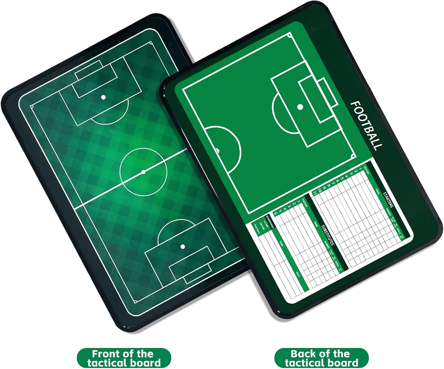 JIANNA Soccer Tactics Board & Scoreboard, Double-Sided Portable Coaching Board with Detachable Handle & Wall-Mount Design | Includes Player Pieces, Pens & Storage Bag | Team Lineup & Score Keeping