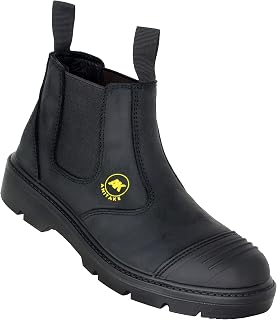 Steel Toe Boots for Men 100% Leather Work Boots for Men Non Slip Comfortable Construction Work Boots Electrical Insulation Impact Resistance Breathable Mens Safety Work Boots