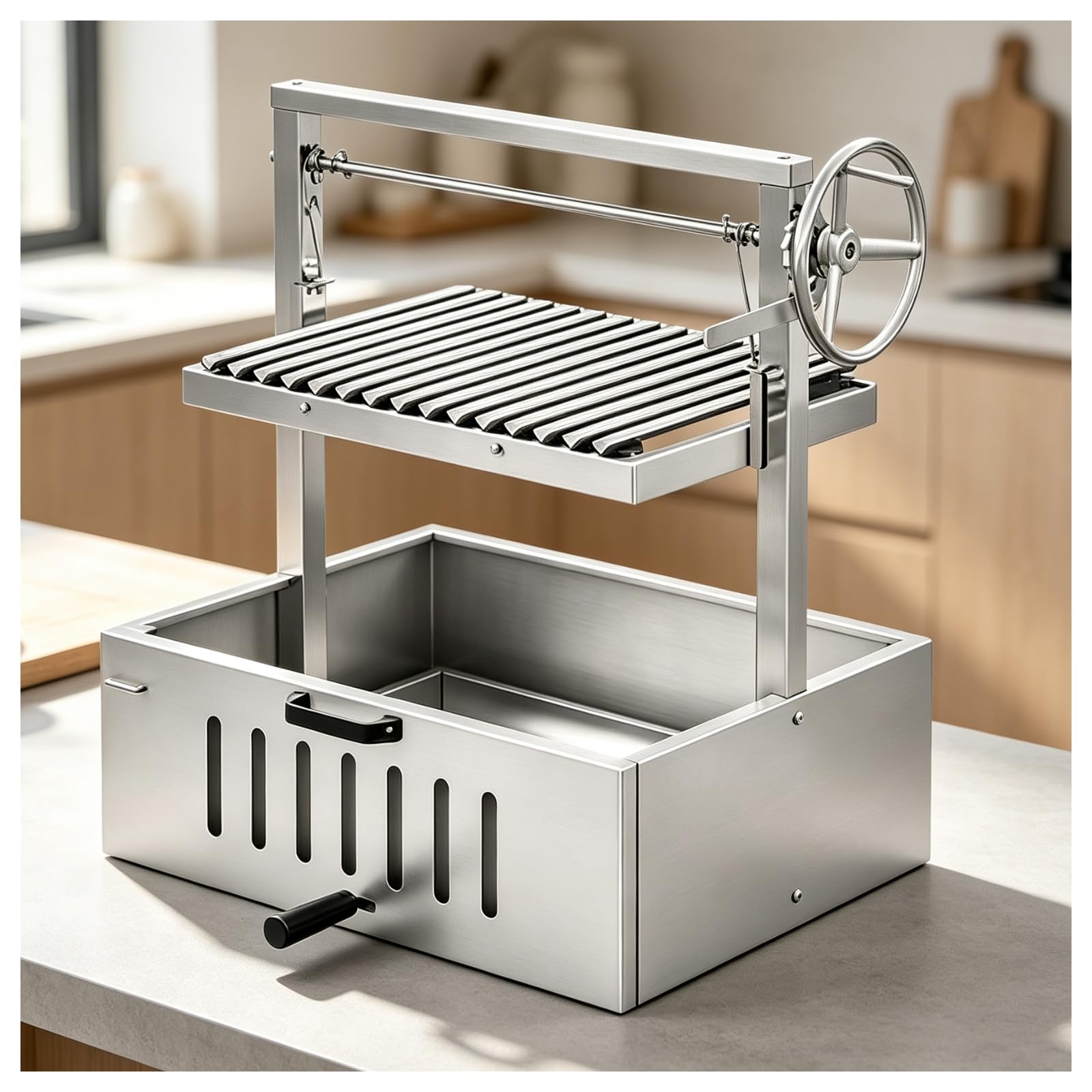 Argentyński grill na węgiel drzewny 201StainlessSteel | Grill ogrodowy do willi, przydomowy grill węglowy, przenośny grill turystyczny