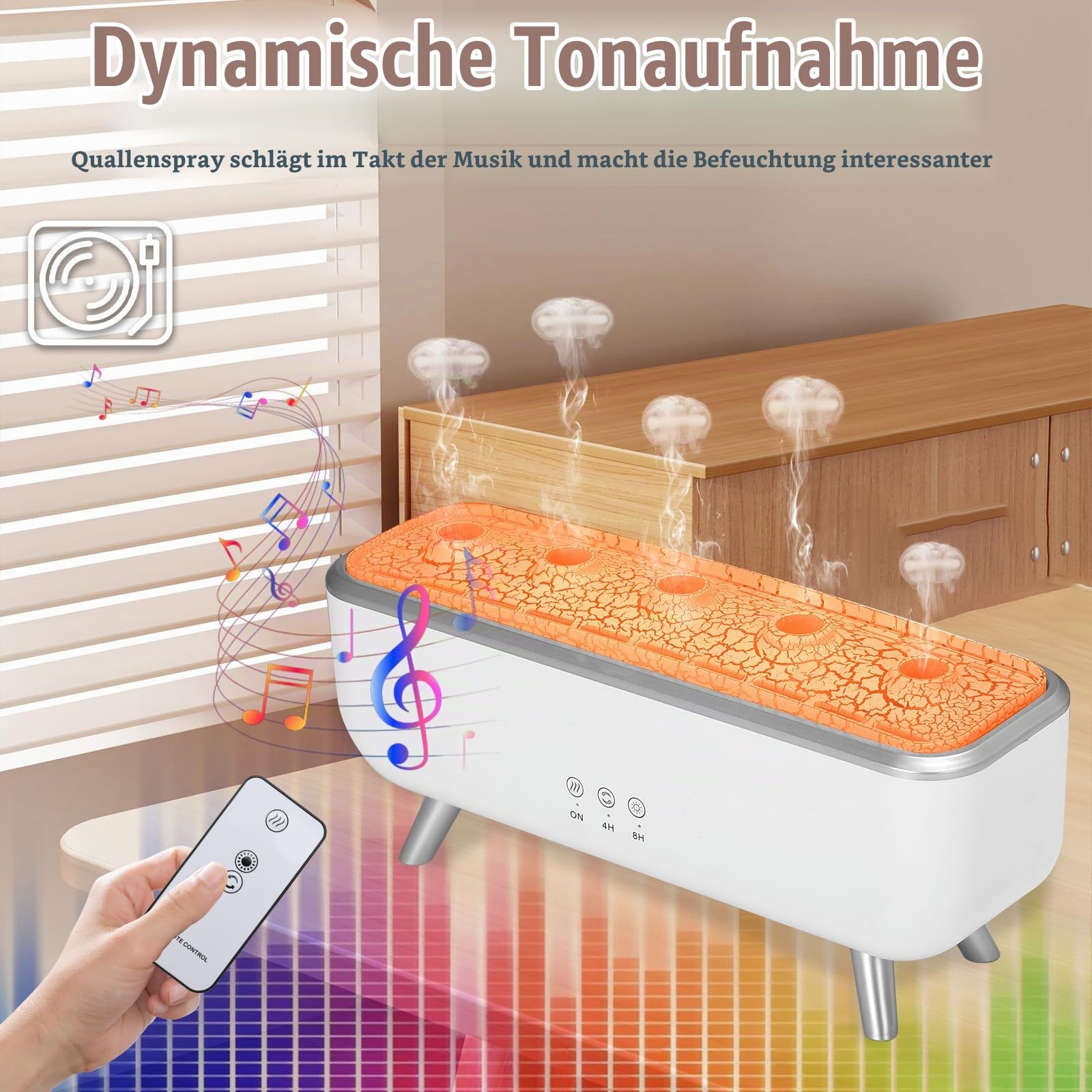 Quallen Ätherisches Öl Diffusor mit Dynamischer Ton-Pickup, 300 ml