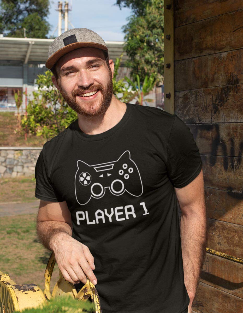 Player 1/2 / 3 Baby + Herren + Damen T-Shirts Strampler Geschenke Set