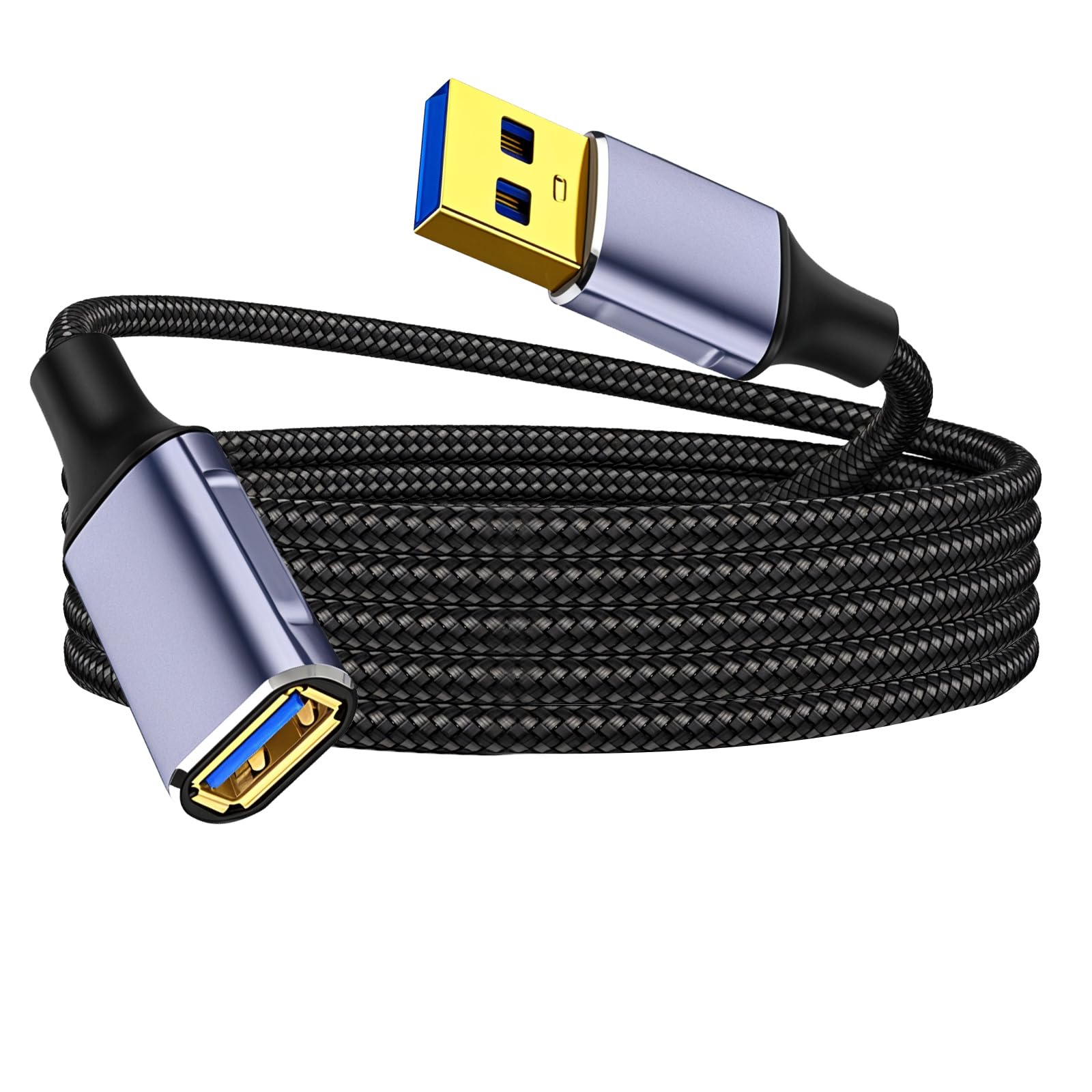 baolongking USB 3.0 Verlängerungskabel, 5 Gbit/s Hochgeschwindigkeits-Verlängerungskabel für synchrone Datenübertragung, Typ A (Stecker auf Buchse), kompatibel mit Druckern usw. (2M)