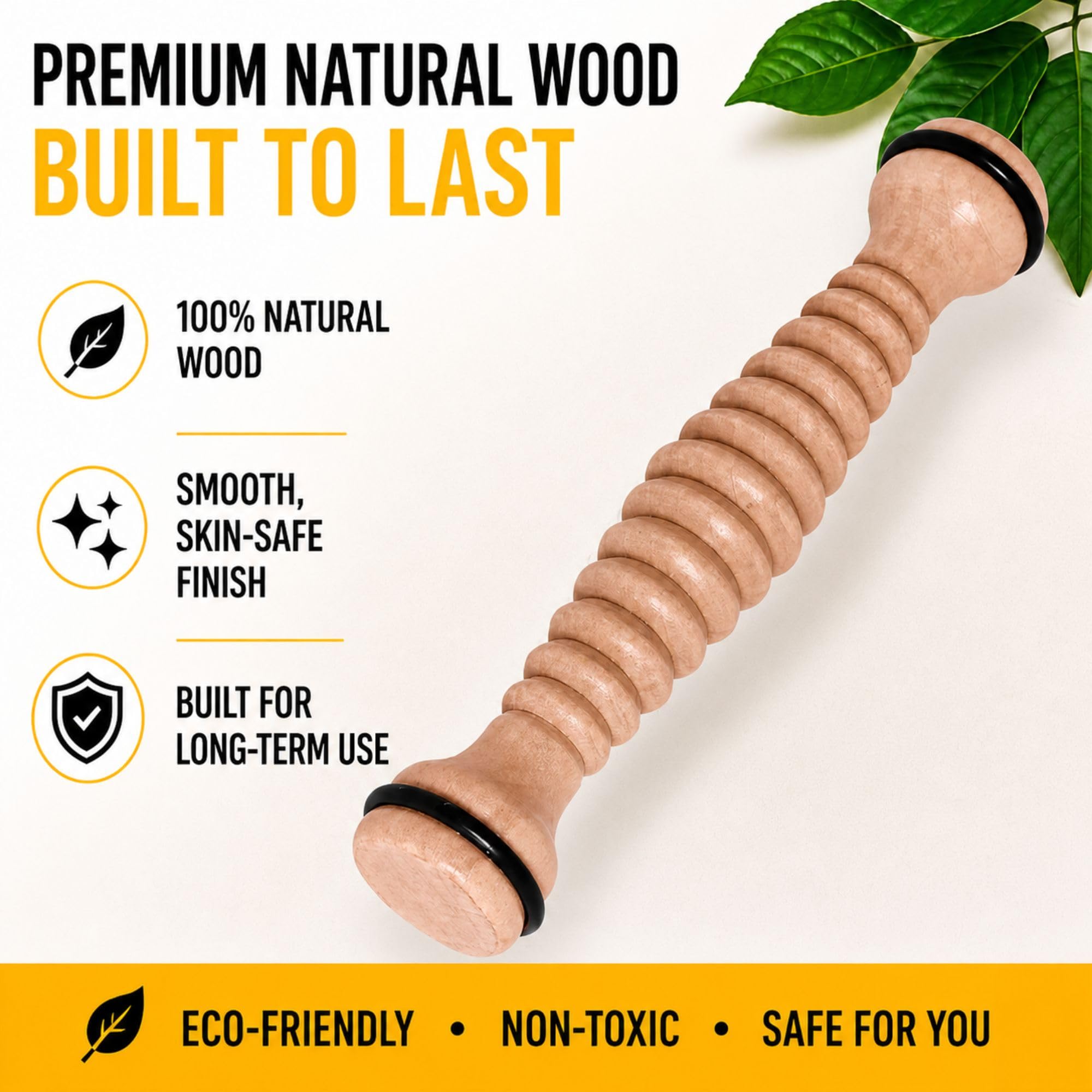 TOFL - Masajeador de pies de madera - Rodillo de masaje de reflexología de acupresión natural para relajación y alivio del estrés