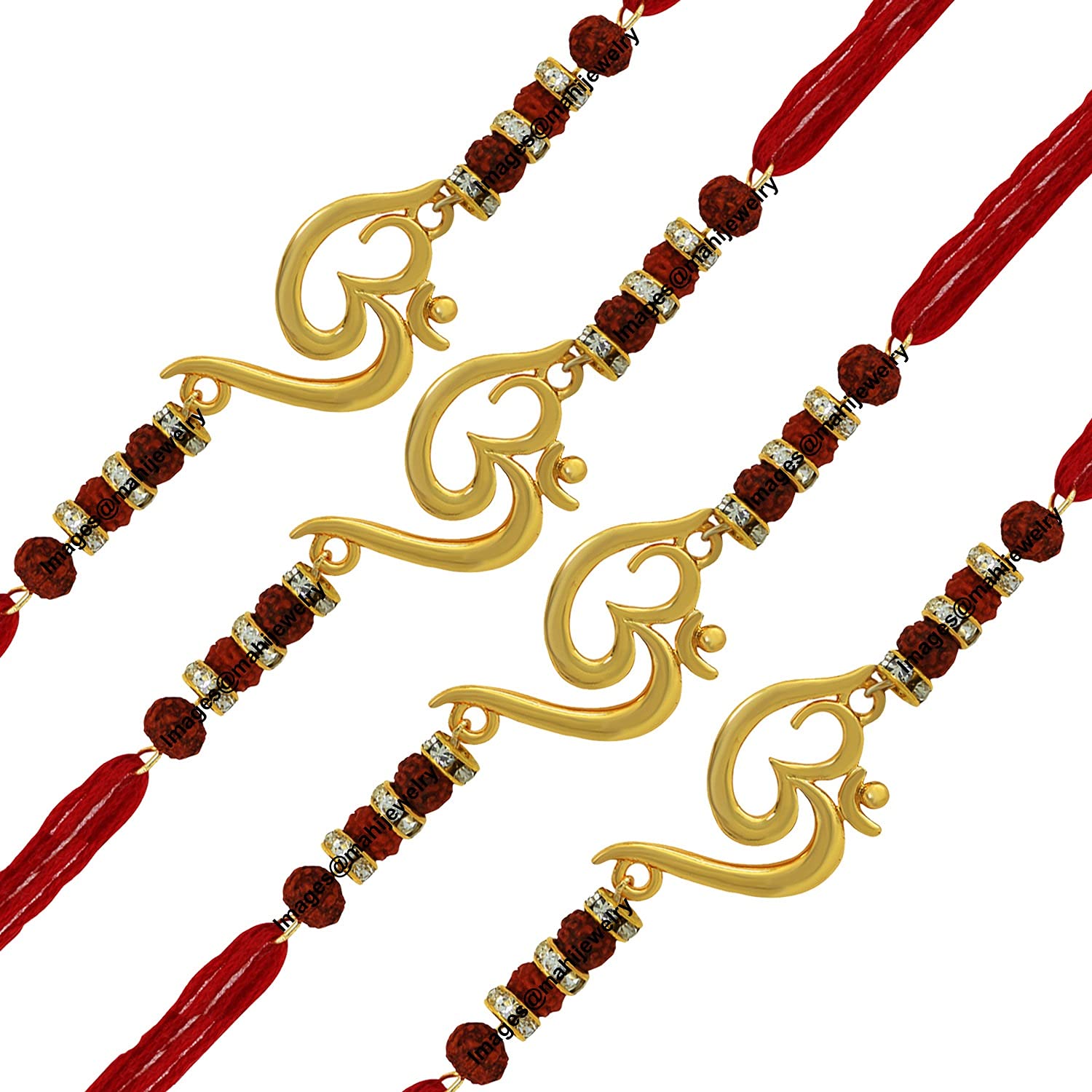 Mahi Gold Plated Combo of Divine Religious Om Rudraksha Crystal Studded Rakhi with for Adorable Brothers/Bhaiya (RCO1105005GC) (Pack of 4) (B095S4XV72) Amazon Price History, Amazon Price Tracker