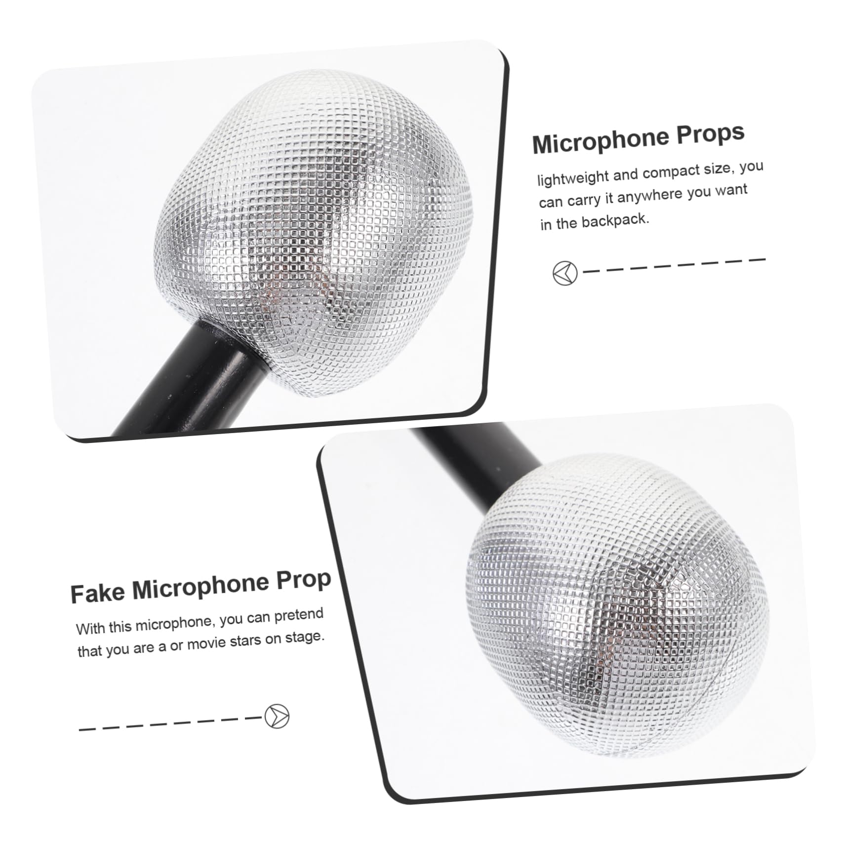 Toyvian Microfoni Giocattolo Set 12 Finti in Plastica Argento Design Realistico e Alta Resistenza per attività Festive e Spettacoli sul Palco