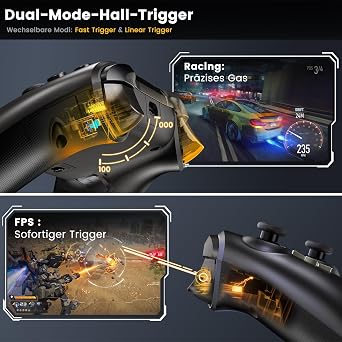 HELLCOOL PC Controller mit Ladestation – 24 GHz Wireless PC Gamepad mit Hall-Effekt Joysticks&Trigger Kein Stick-Drift 1000Hz Polling Rate Ergonomisch kompatibel mit Windows PC/Switch/Android/iOS