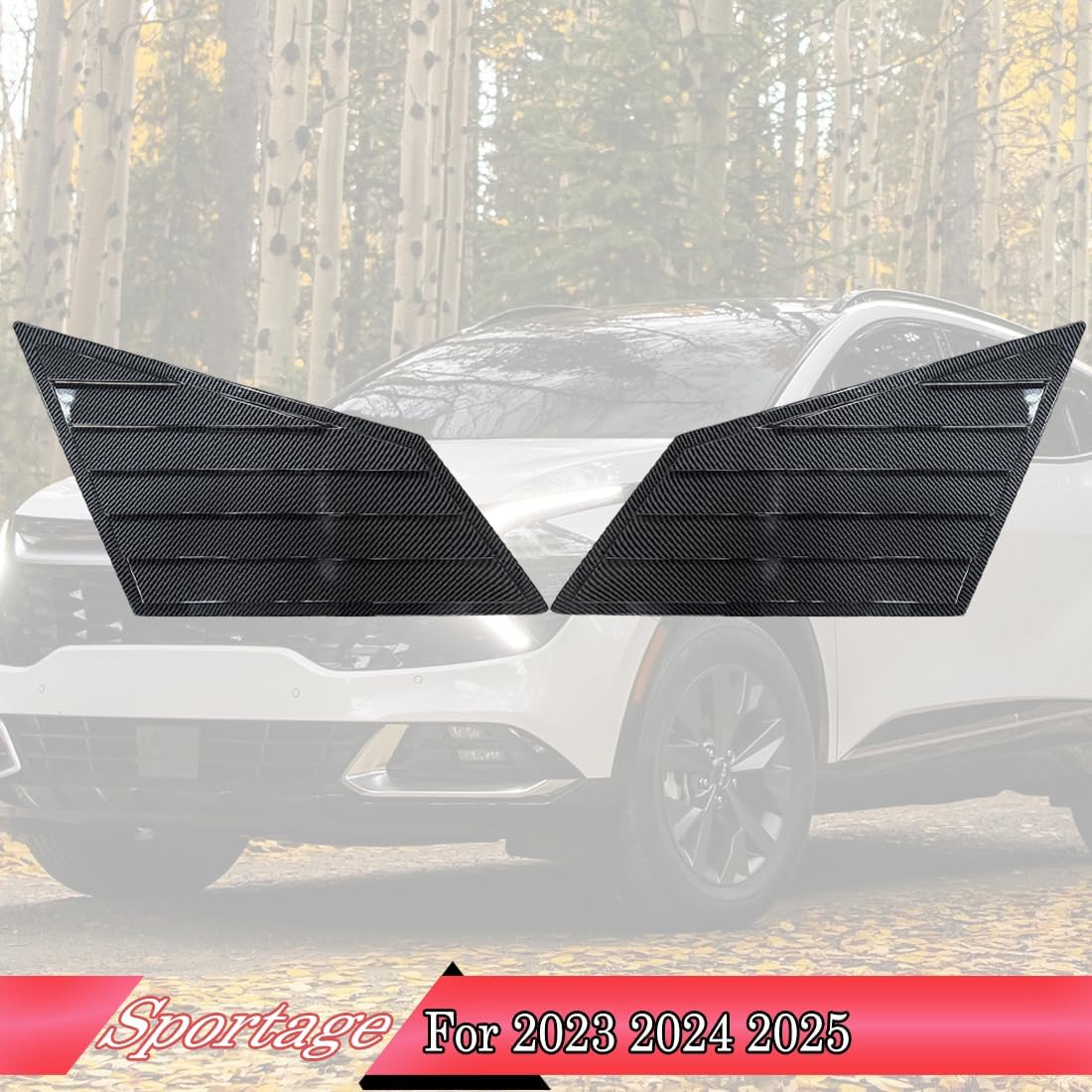 MUXEE Window Louver 2Pcs Side Vent Window Louvers for Kia Sportage 2023 2024 2025, ABS Print Sport Window Decorative Covers, Exterior Trim Accessories - Carbon Fiber