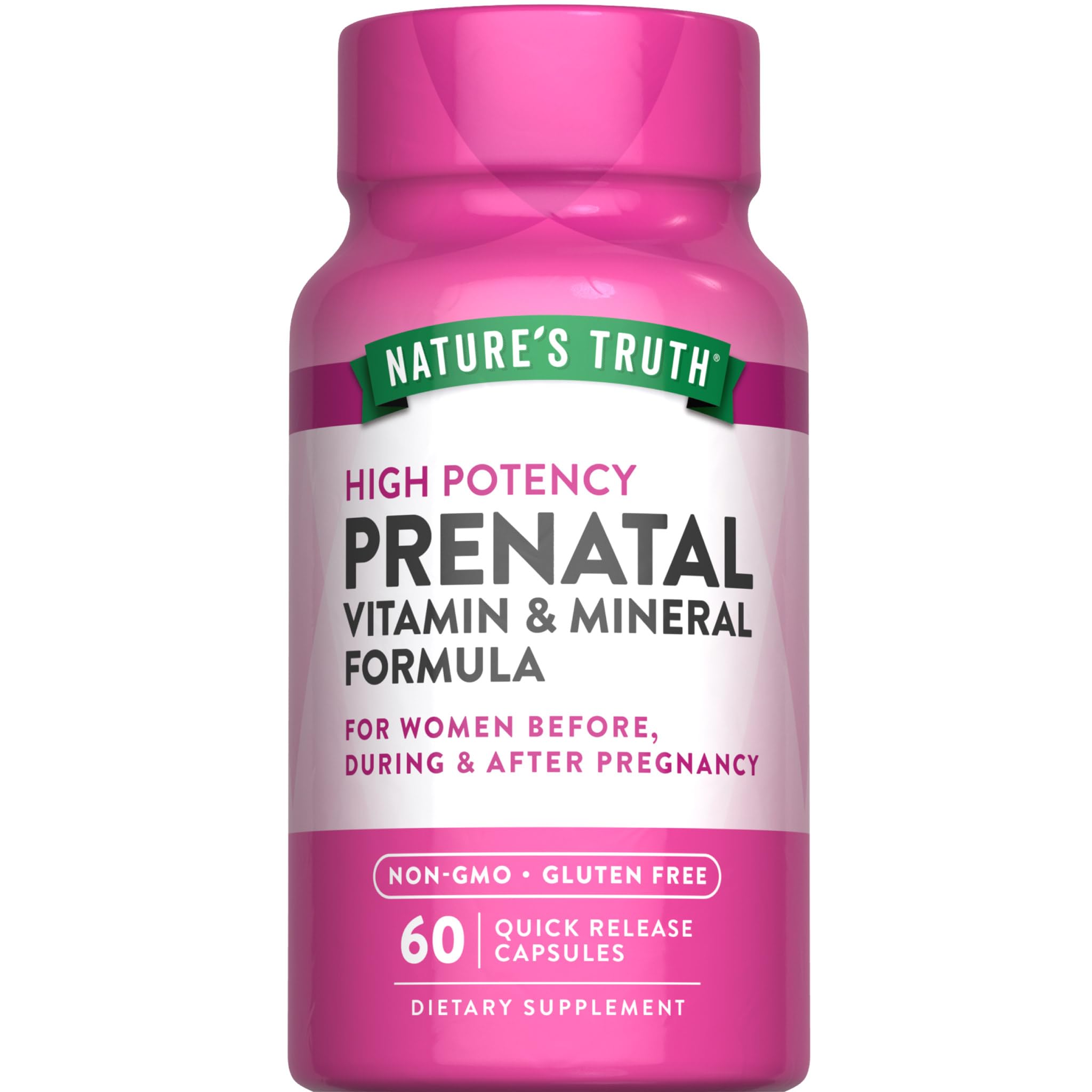 Nature's Truth Prenatal Vitamins with Folic Acid | 60 Capsules | Non-GMO & Gluten Free Supplement