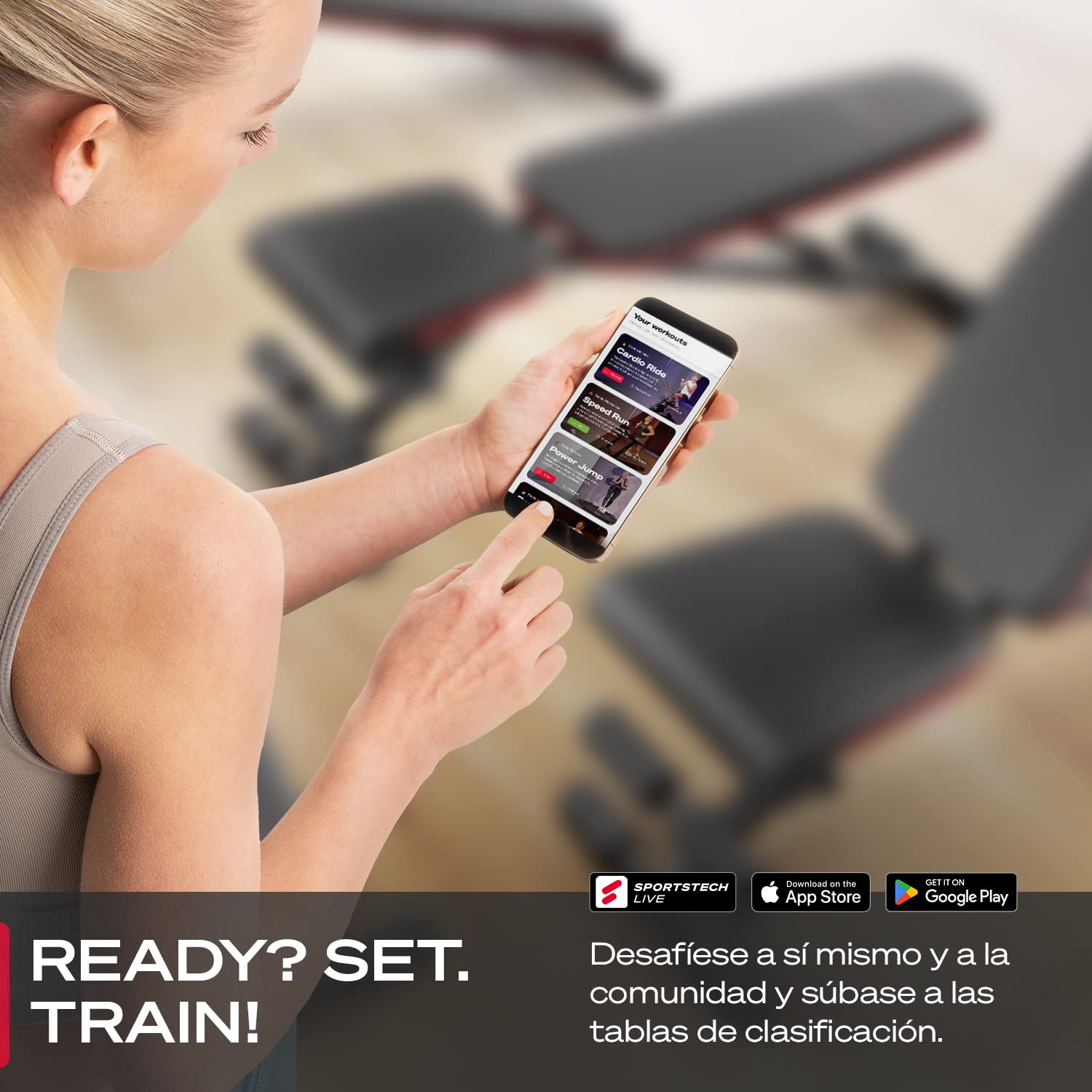 Banco de pesas Sportstech, plegable, inclinado y plano, max. carga de 180 kg, para entrenar los abdominales y ponerse en forma + más de 40 combinaciones para uso doméstico | BRT400