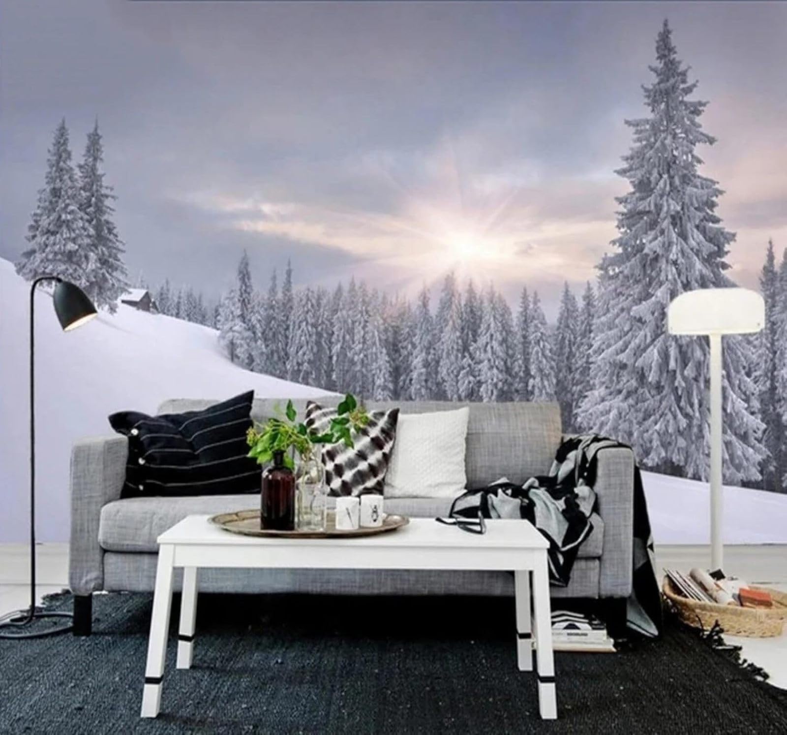 XLMING Ethereal Winter Forest Snowy Landscape Sunlight 3D Wallpaper Luxury Silk Study Dining Feature Sofa Grey Bedroom Living Room Tv Decorative Wall-400cm×280cm
