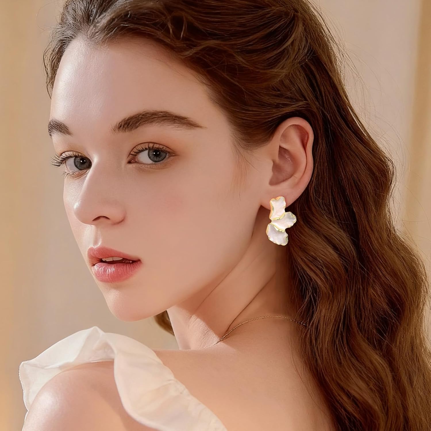 Petal Earring Unique Irregular Statement Stud Exaggerated Flower Dangle Earrings Trendy Sparkling Dainty Drop Jewelry for Women - Image 7