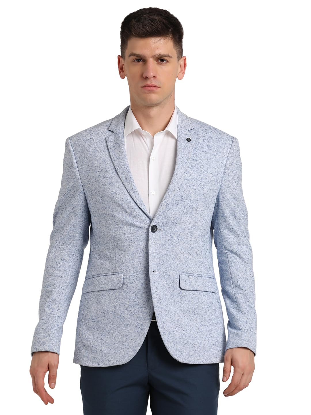 turtle Men Cotton Stretch Dobby Print Light Blue Blazer-picture-14