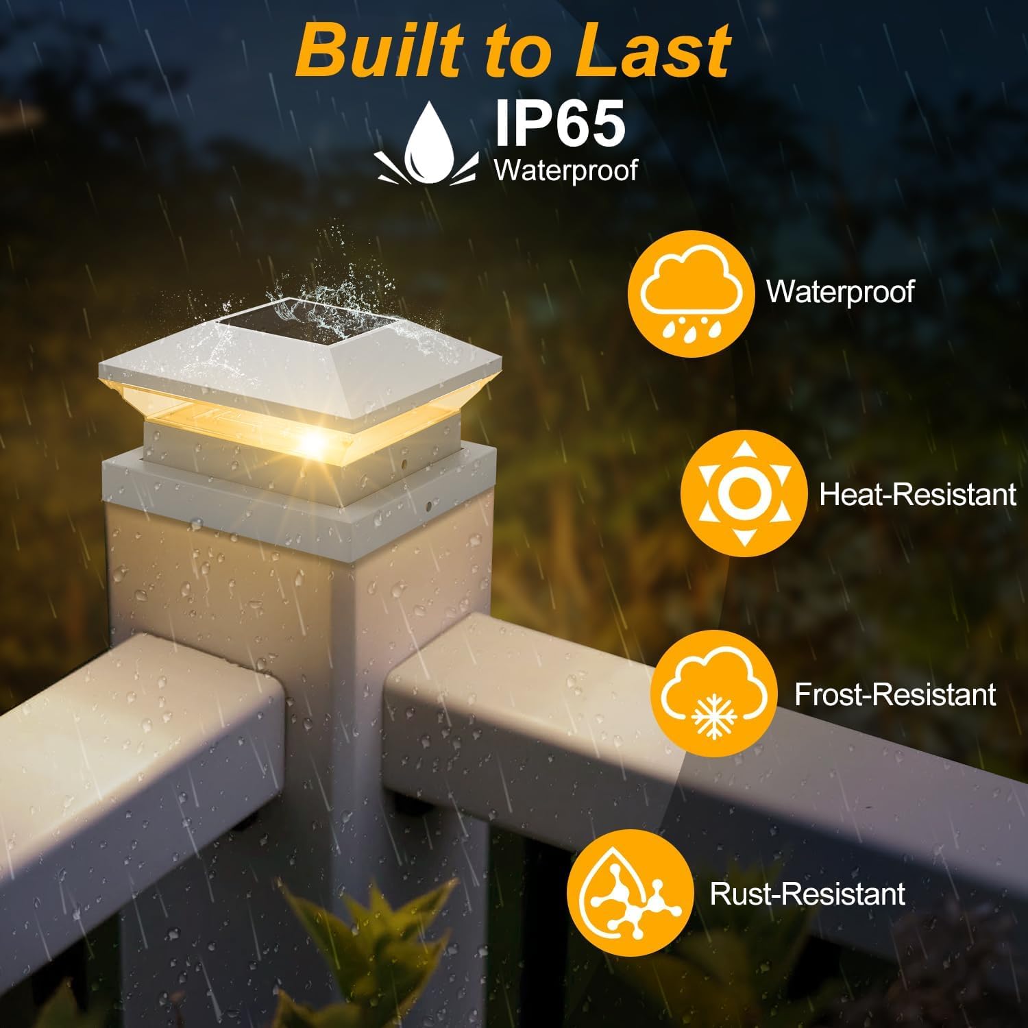 NATPOW Farola Solar de Poste 9x9cm,10x10cm,12x12cm, 4 Piezas 3000K/6000K Luces Solares para Poste, Luz Solar para Postes Exterior IP65 Resistente para Valla, Puerta, Camino de Entrada, Jardin, Blanco
