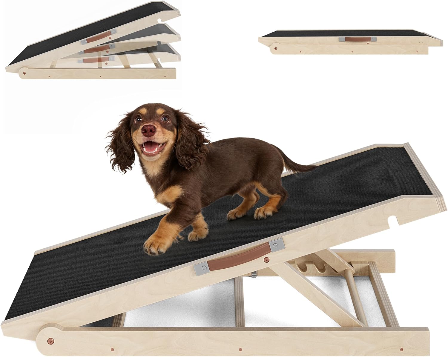 Dog Ramp for Couch 32", Pet Ramp for Bed with Adjustable Slope, 15.7" Wide Non-Slip Rubber Surface & 4" Flat Platform, Dog Steps for Dachshund Corgi Senior Dogs Holds 200 lbs