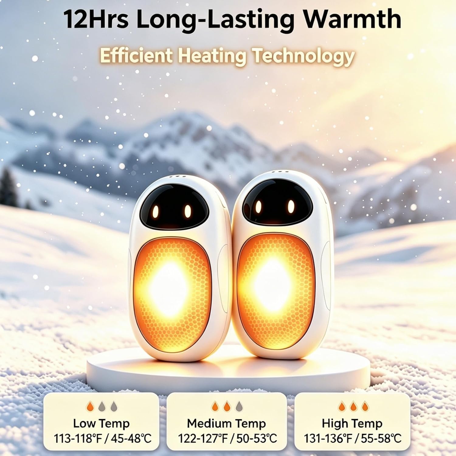 2 Packs of Hand Warmers with Display Screens, Mini Rechargeable Cute Magnetic Heating Device for Christmas. image 2