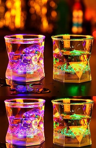 Vasos de agua con luces LED multicolor activadas por líquido, vasos de agua actualizados de acrílico navideño, divertidos vasos de 10 onzas (juego