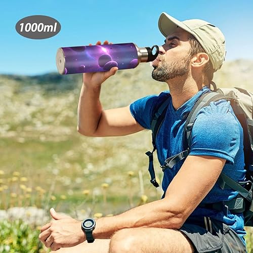 Miniatura 7 de Stainless Steel Vacuum Insulated Water Bottle 32 Oz, BPA-Free Sport Water Bottle Insulated for Gym Outdoor Travel School, Cosmic Scene Purple Planets