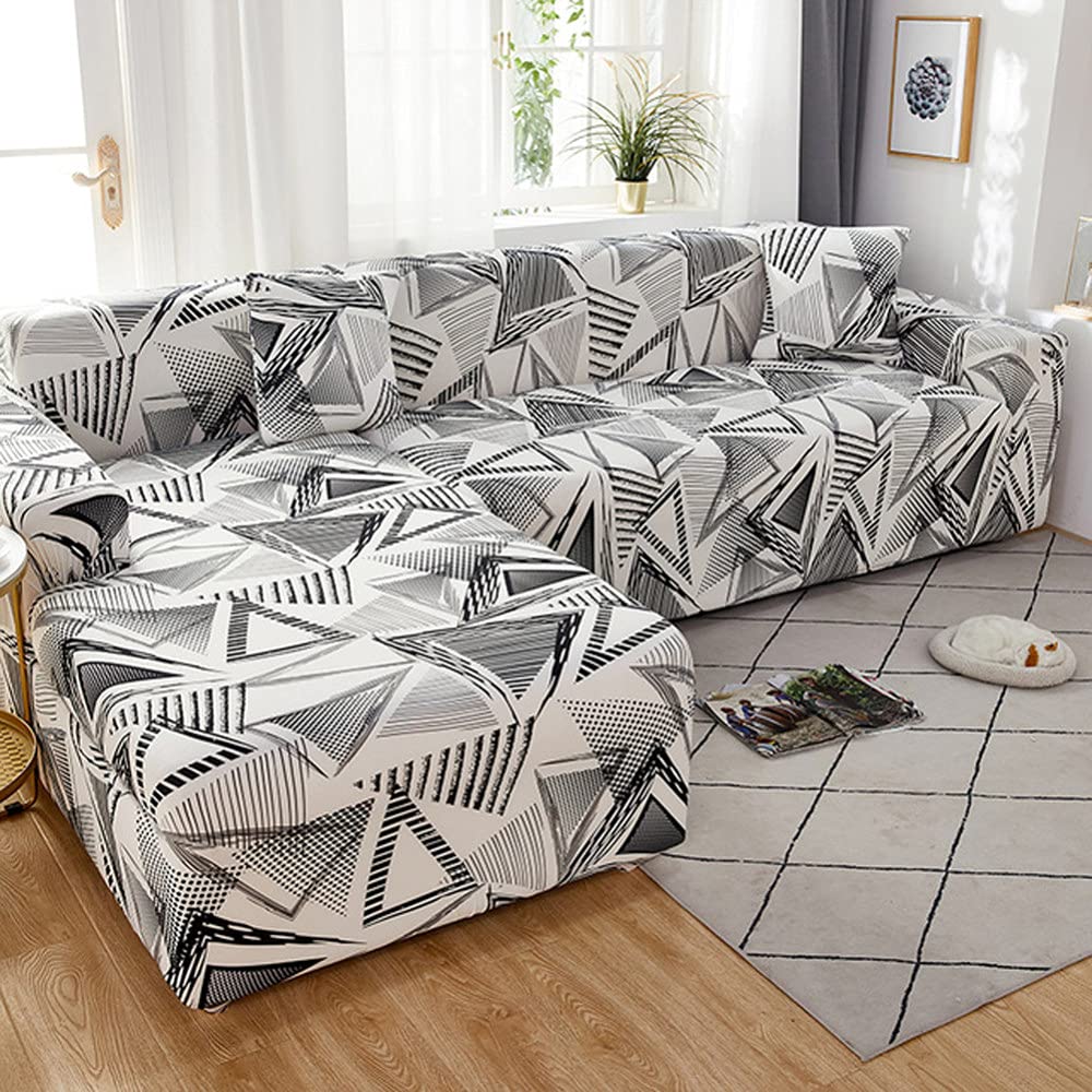 Housses de canapé d'angle et fauteuil réglables avec 2 taies d'oreiller salon