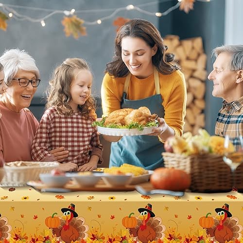 Miniatura 6 de Tiamon Decoraciones de fiesta de otoño de Acción de Gracias: pancarta de fondo de Feliz Acción de Gracias, 2 manteles de pavo, 70 globos (rojo,