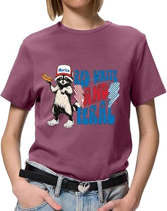 Funny 4th of July Shirt, Feral Raccoon Red White and Feral Shirt, Independence Day Patriotic Tee Tops