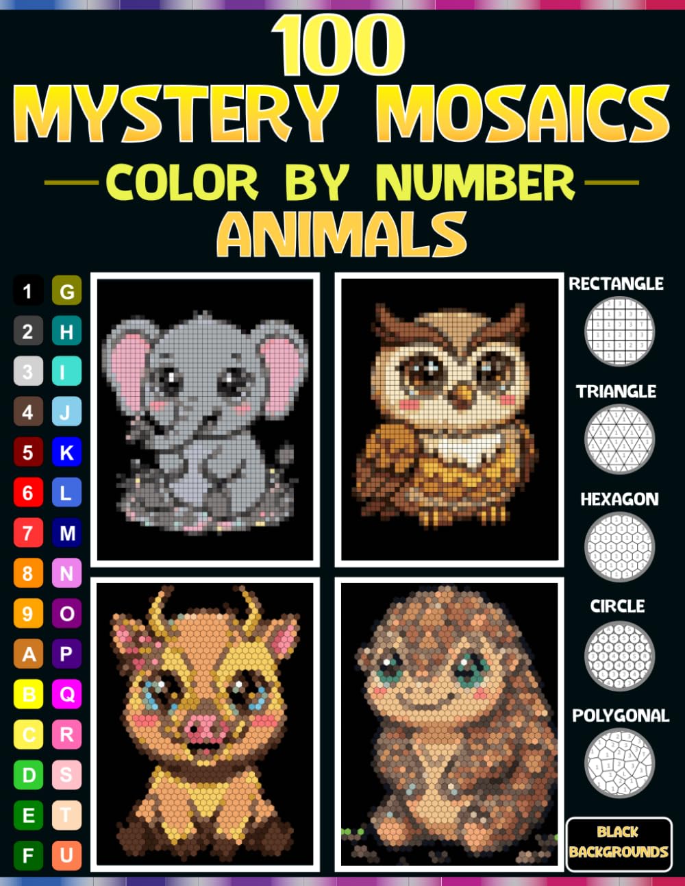100 Mystery Mosaics Animals: Color by Number Book for Adults & Teens | Relaxing Mosaic Pixel Art with 30 Master Colors Palette
