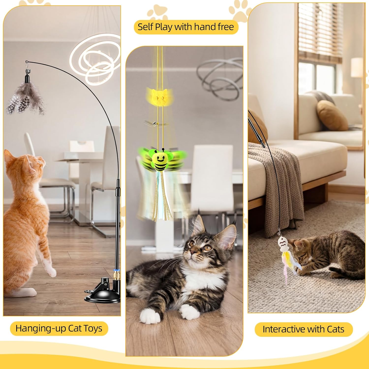 Leitee 40 Pcs Cat Toys Bulk 28 Interactive Cat Mom Feather Toy for Indoor, 5 Rustling Tassel Papers, 4 Hanging Door Kitten Toys, 1 Fish Feather and Reusable Suction Cup, 2 Kitten Teaser Wand