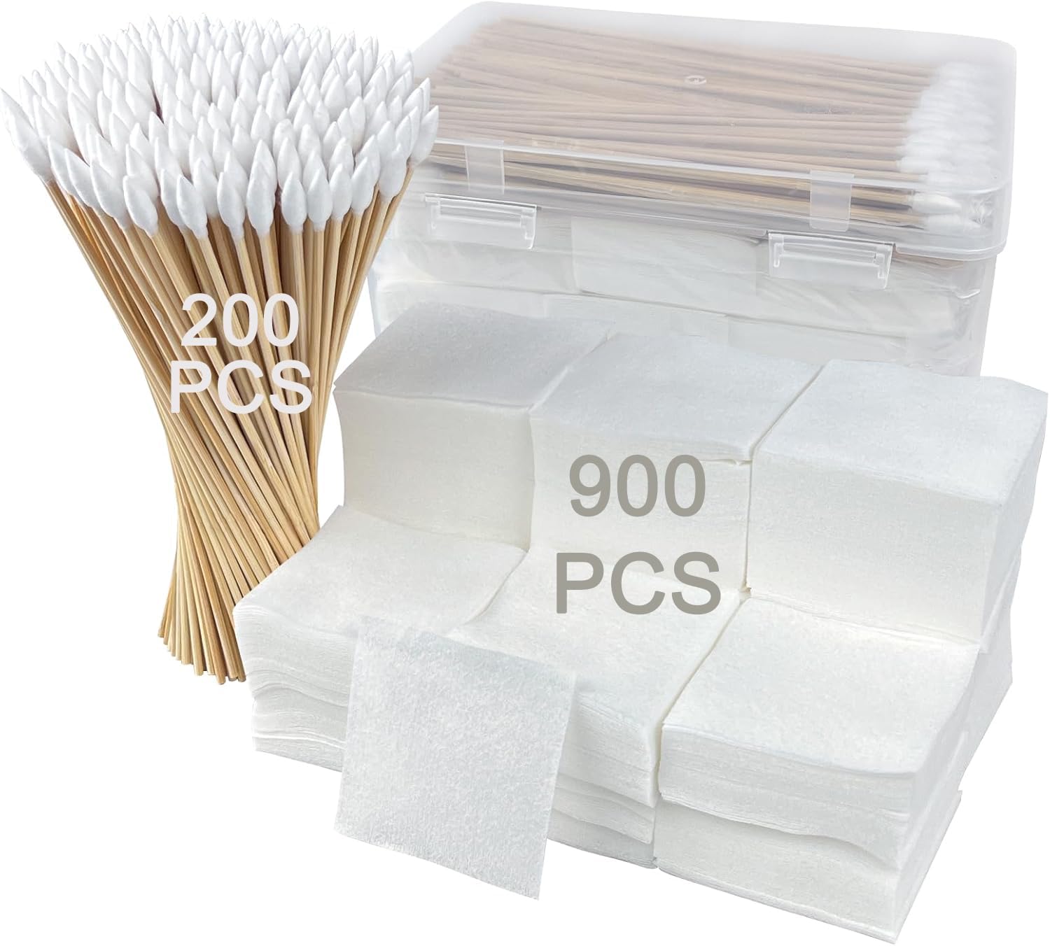 Meanhoo Gun Cleaning Kits, Lint Free Gun Cleaning Patches for Firearms, 6 Inch Long Cotton Swabs, Highly Absorbent Clean Cloth for Comprehensive Firearm Maintenance (900 Patches + 250 Swabs)