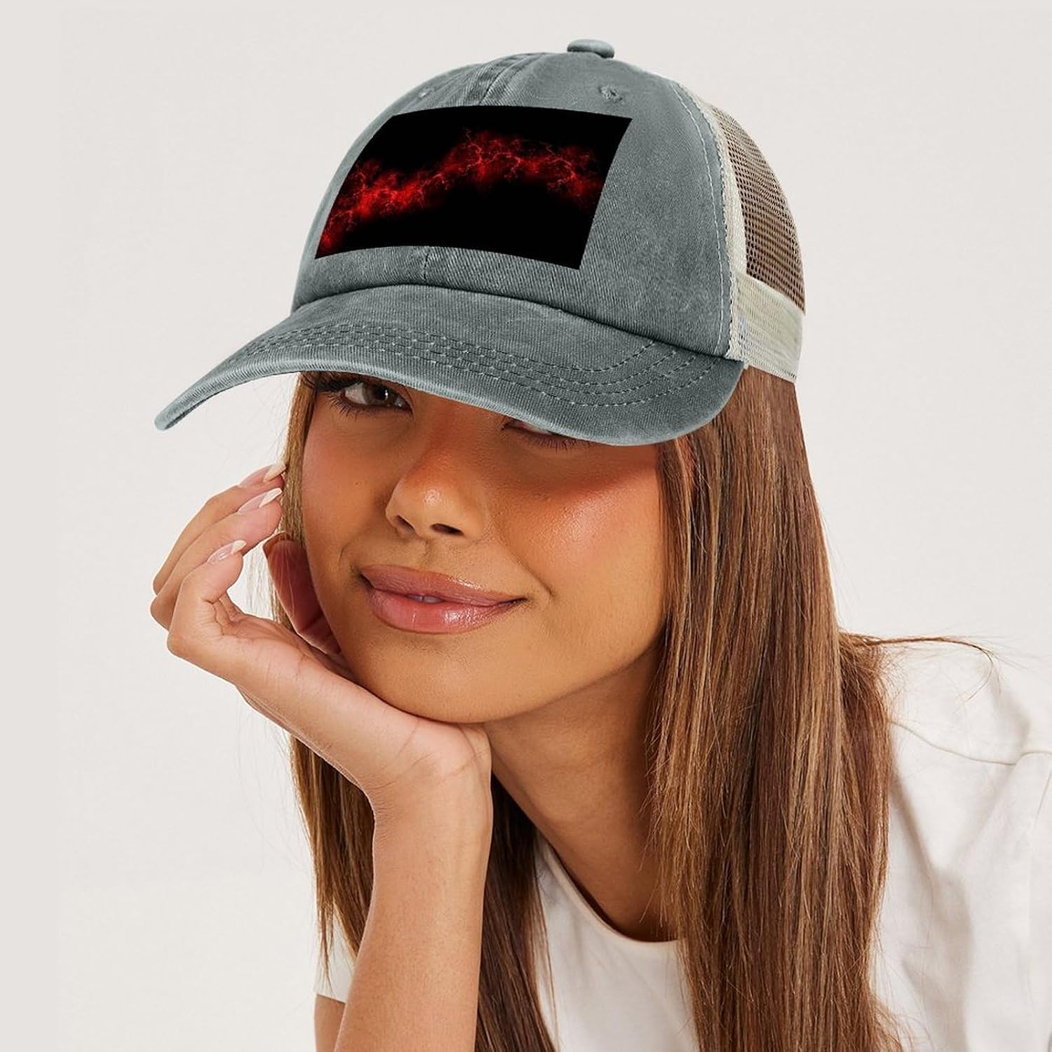 Explosion Burst Red Black Hat Personalized Adjustable Cowboy Cap Cotton Cap Trucker Hats Dad Hat for Men Women