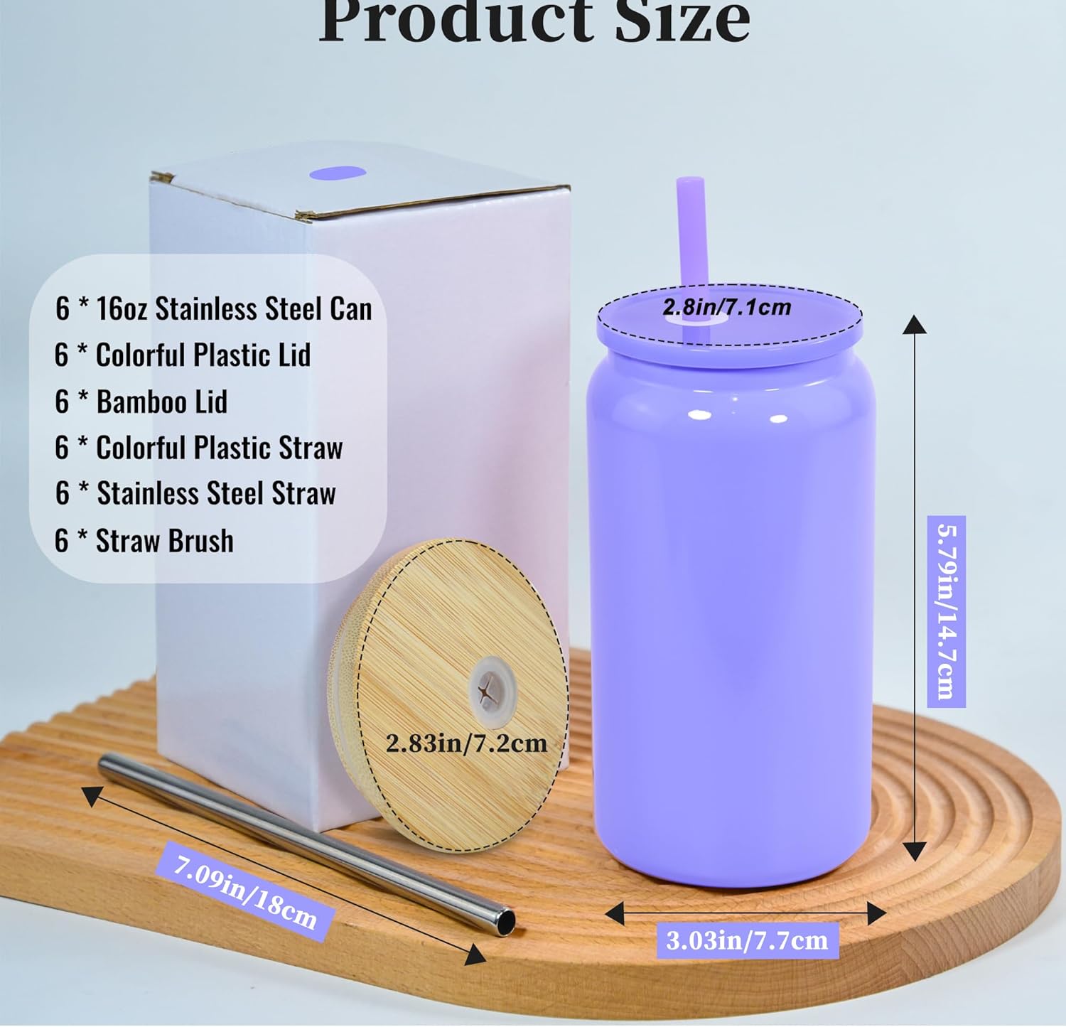 16oz Stainless Steel Tumbler, 2Pack Double Wall Insulated Mason Jar, Sublimation Beer Can with Lids and Straws, Iced Coffee Cups for Water Cola Coffee Soda Tea - Image 2