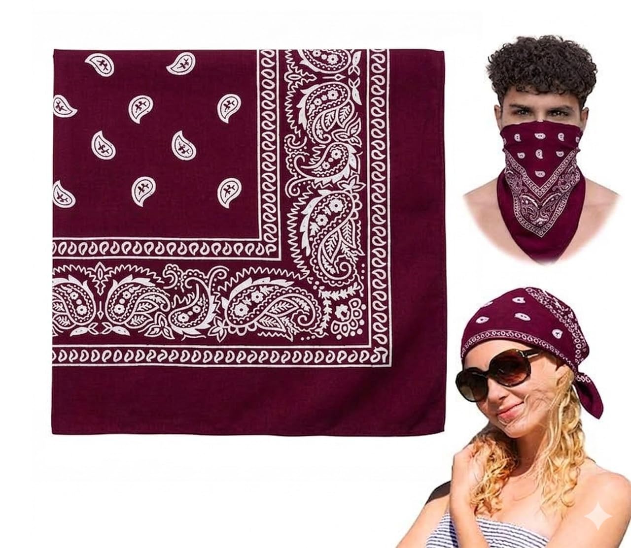 Unisex Soft Breathable 100% Cotton Bandana for Men & Women | Head Band for Men Bike Riding, Scarf for Men, Head Scarf for Women, Multi-Purpose Paisley Printed Square 50x50 cm-picture-22