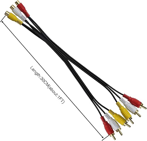 Miniatura 7 de GINTOOYUN 3 RCA hembra a 6 RCA macho Audio Video Splitter Cable compuesto de extensión AV adaptador para TV, DVD, decodificador, etc. -1 pie.