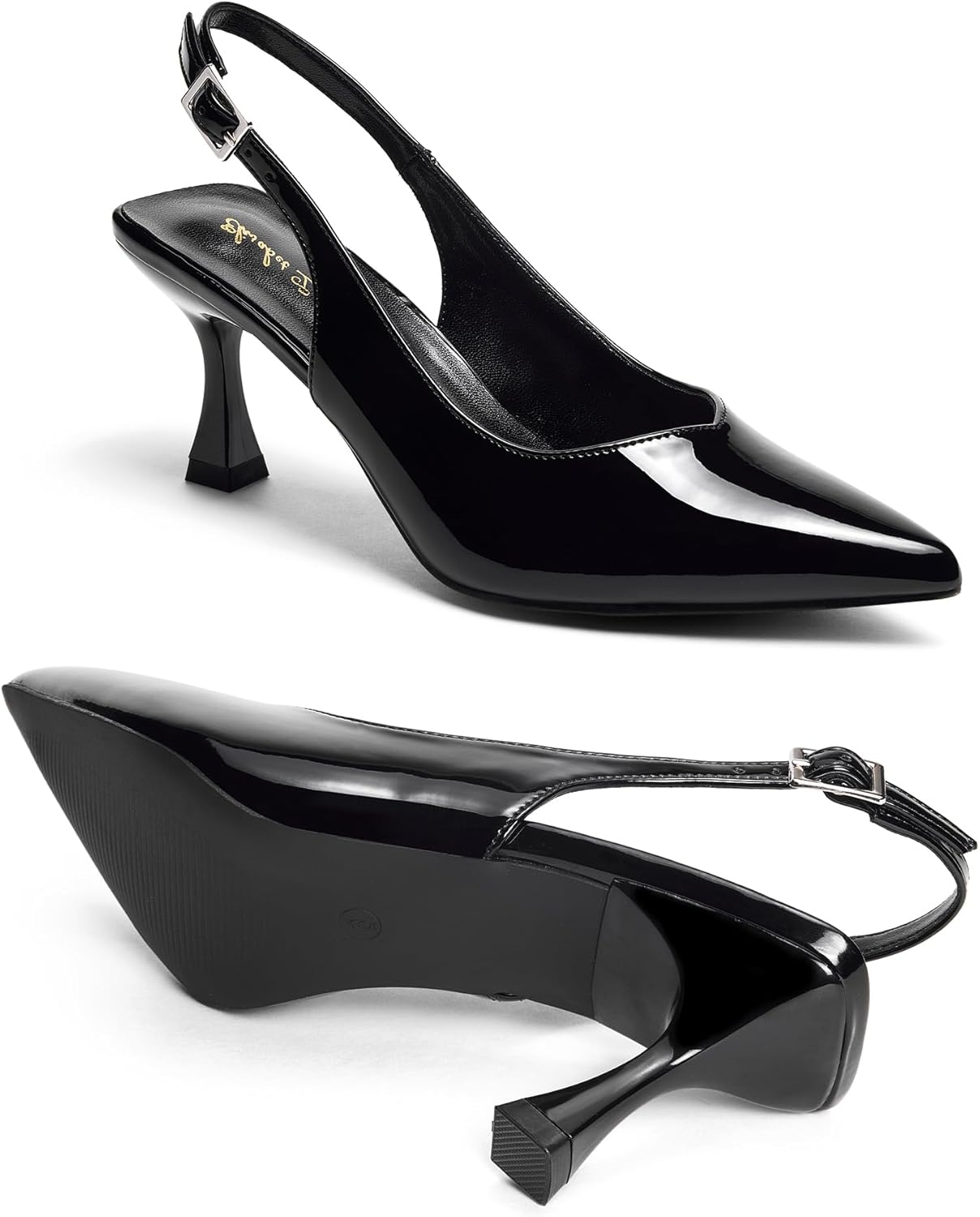 Elisabet Tang Women's Kitten Heel Slingback Low Pumps 3 Inches Stiletto Pointed Closed Toe Elegant Dressy Bridal Wedding Party Shoes - Image 4